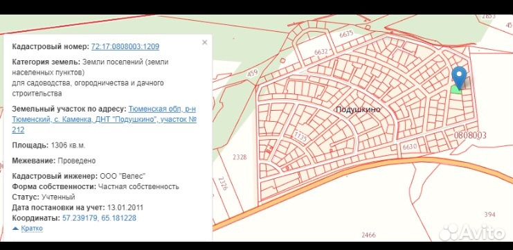 Подушкино тюмень карта