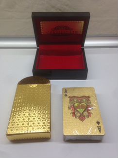 Золотые фольгированные игральные карты 54 шт