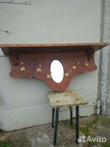 Вешалка с полкой, массив дуба начало 20 века