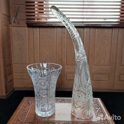 Хрустальная ваза Рог хрустальный хрусталь СССР