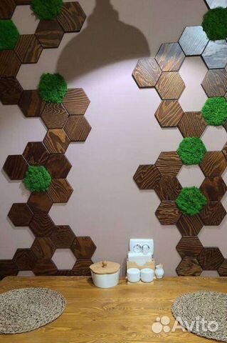 Деревянная декоративная плитка соты