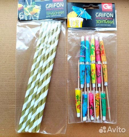 Grifon трубочки бумажные, зонтики декоративные