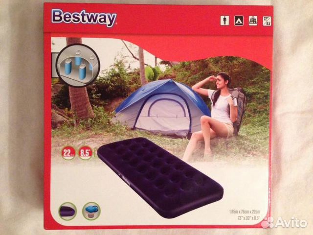 Матрас надувной 1 местный Bestway 185х76х22см Матрас надувной 1 местный Bestway 185х76х22см
