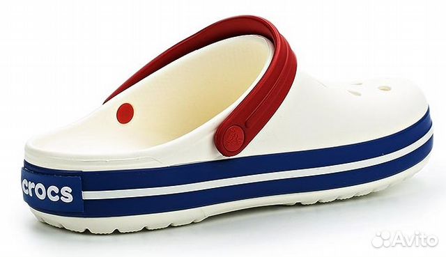 Сабо сандалии Crocs Crocband белый/синий/красный Сабо сандалии Crocs Crocband белый/синий/красный
