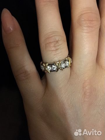 Золотое кольцо с бриллиантами тиффани Tiffany Золотое кольцо с бриллиантами тиффани Tiffany