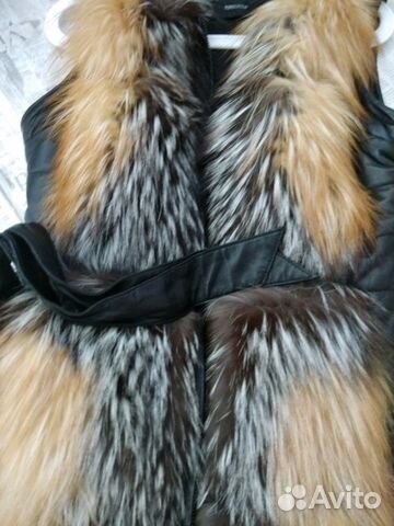 Куртка-Жилет кожаная с мехом, осень-зима Куртка-Жилет кожаная с мехом, осень-зима