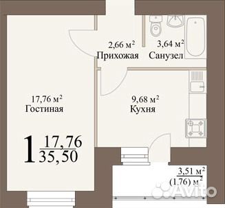 1-к квартира, 35.5 м², 7/10 эт.