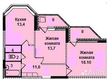 2-к квартира, 61.8 м², 2/17 эт.