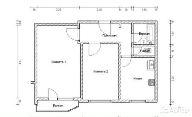 Комната 13 м² в 2-к, 2/5 эт.