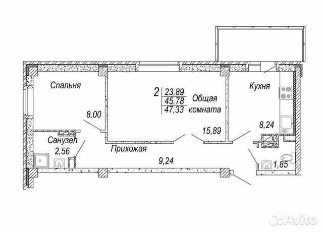 2-к квартира, 48 м², 6/9 эт. 2-к квартира, 48 м², 6/9 эт.