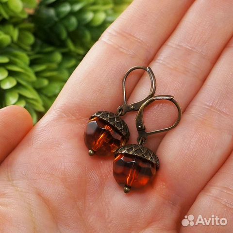 Серьги Желуди рыжие оранжевые Серьги Желуди рыжие оранжевые