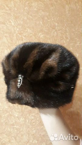 Шапка норковая коричневая