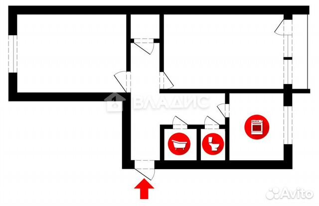 2-к квартира, 45.1 м², 3/5 эт.