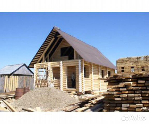 Сруб дома-бани 6х12 м. из оц. бревна. Зимний лес Сруб дома-бани 6х12 м. из оц. бревна. Зимний лес