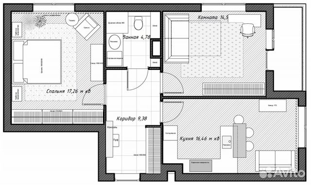 2-к квартира, 60.5 м², 9/25 эт. 2-к квартира, 60.5 м², 9/25 эт.