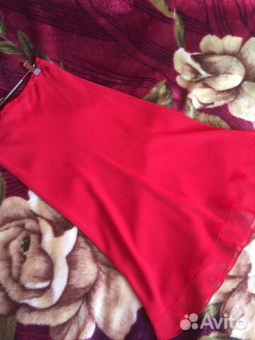 Юбка шелковая красная на подкладке шелк