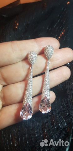 Серьги с кунцитами и бриллиантами 2.7 карат