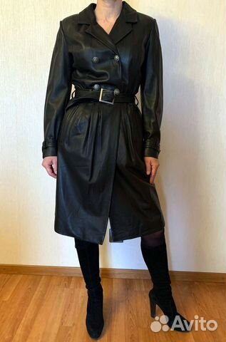 Кожаное пальто плащ (Франция),как новое,оригинал Кожаное пальто плащ (Франция),как новое,оригинал