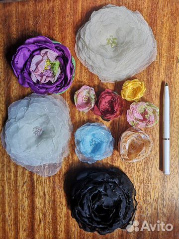 Цветы из ткани Броши резинки для волос