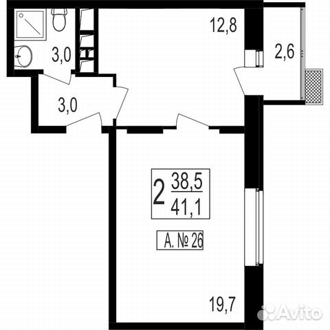 1-к квартира, 38.5 м², 6/7 эт. 1-к квартира, 38.5 м², 6/7 эт.