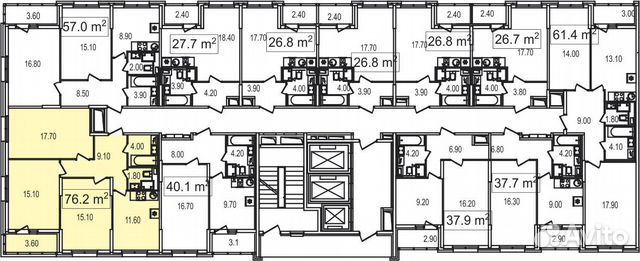 3-к квартира, 76.2 м², 5/25 эт.