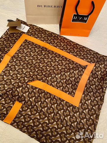 Платок шелк Burberry оригинал, нов сезон, шоколад Платок шелк Burberry оригинал, нов сезон, шоколад