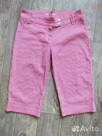Розовые брюки капри клетка 46р Розовые брюки капри клетка 46р