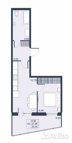 1-к квартира, 31.7 м², 18/23 эт.