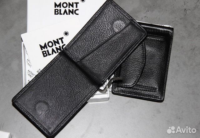 Кожаный зажим для денег Montblanc black new 04
