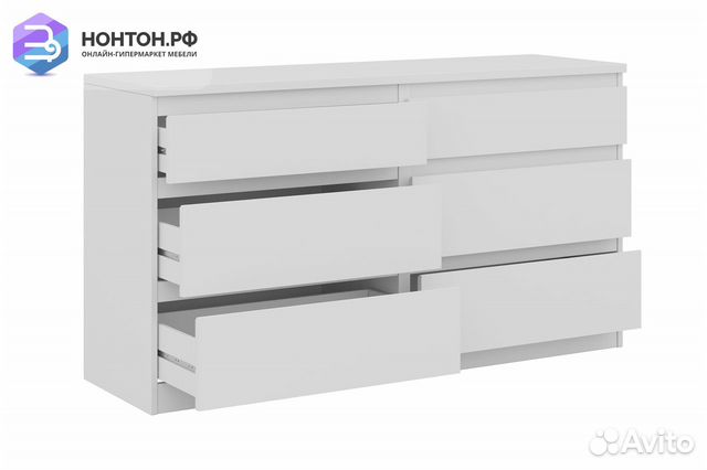 Комод Кастор 6 ящиков белый