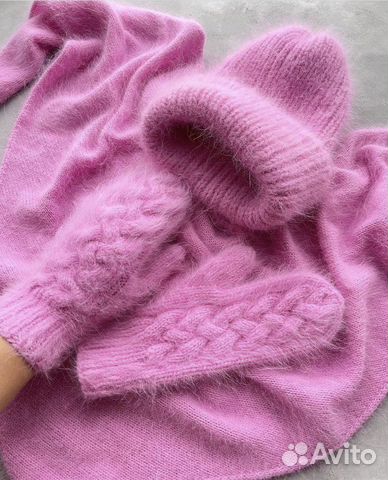 Шапка Варежки Бактус ручной работы