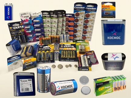 Разные типы батареек, в т.ч. для опытов по физике