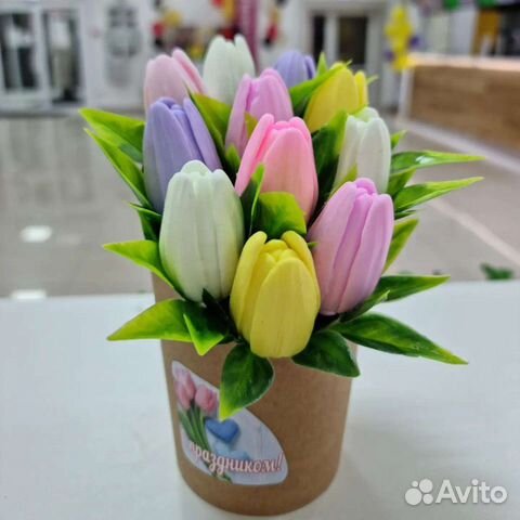 Мыло ручной работы/ Букет из мыла Тюльпаны