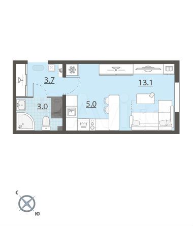 Квартира-студия, 25,2 м², 13/25 эт.
