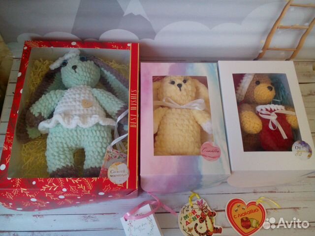 Вязаные игрушки из плюшевой пряжи