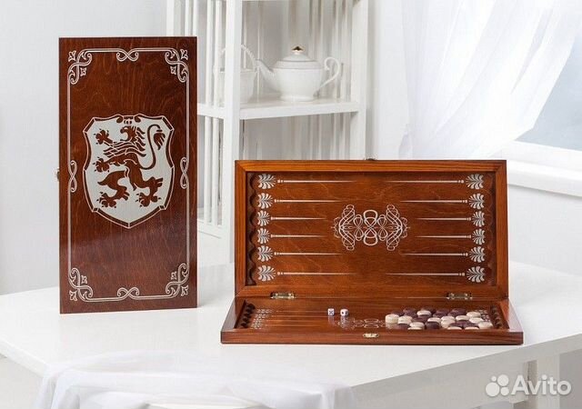 Нарды, рисунок серебро Герб 48 см