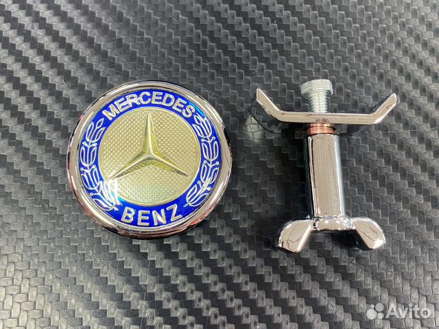 Эмблема в капот штатная синяя 44 мм Mercedes