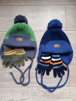 Шапки зимние 2 штуки на мальчиков 2-6 лет