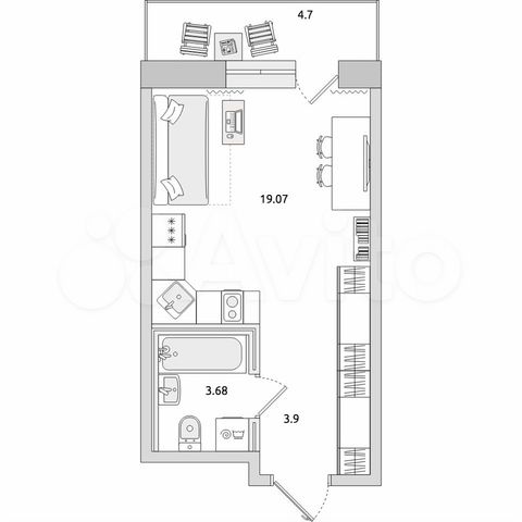 Квартира-студия, 31,4 м², 8/21 эт.