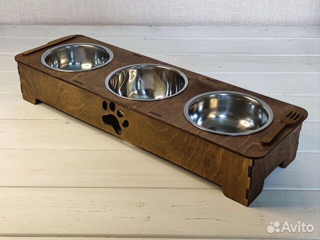 Тройная подставка для мисок с мисками