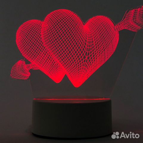 3D Светильник ночник Сердца