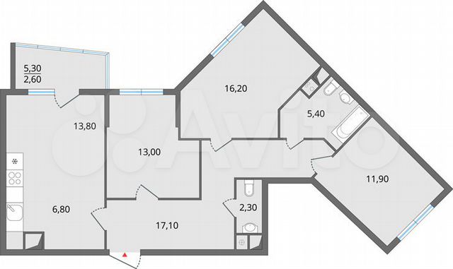 4-к. квартира, 90 м², 7/17 эт.