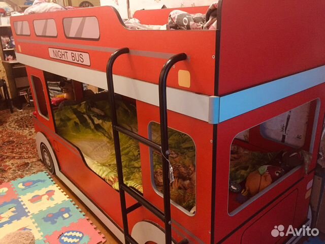 Двухярусная кровать Автобус комплект в детскую