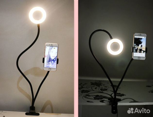 Кольцевая лампа на прищепке (8см)