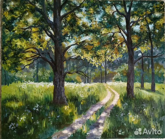 Картина маслом Летний пейзаж Дорога к детству