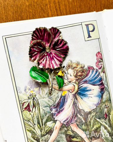 Exquisite большая брошь анютины глазки, Англия