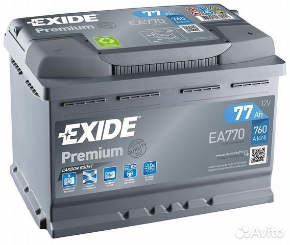 Аккумулятор 77 А/ч Exide Premium