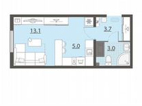 Квартира-студия, 25,2 м², 15/25 эт.