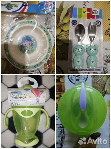 Поильник - непроливайка, тарелка, столовые приборы