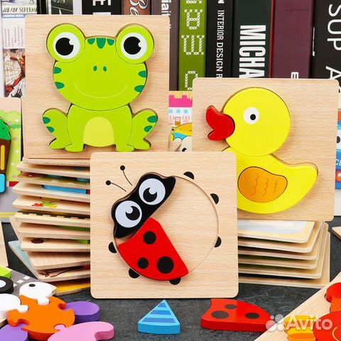 Деревянные пазлы вкладыши для детей 3D